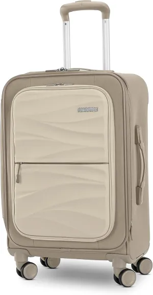American Tourister Cascade Softside Expandable Luggage with Spinner Wheels, Sandstone, 20-Inch