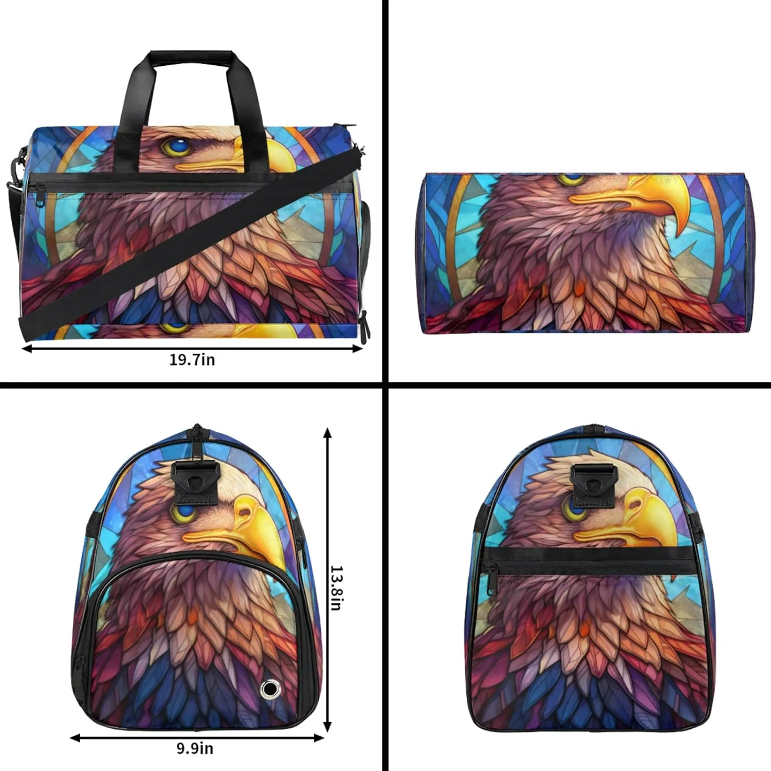 Animal Gym Bag for Men- 43L large Duffle Bag for Travel, Eagle Travel Bag with Shoe Compartment-Personal Item Travel Bag Weekender Bags for Women
