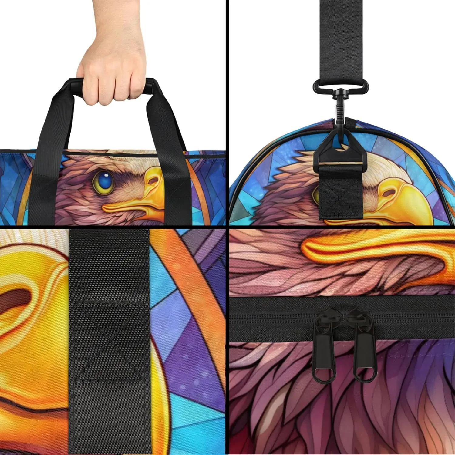 Animal Gym Bag for Men- 43L large Duffle Bag for Travel, Eagle Travel Bag with Shoe Compartment-Personal Item Travel Bag Weekender Bags for Women