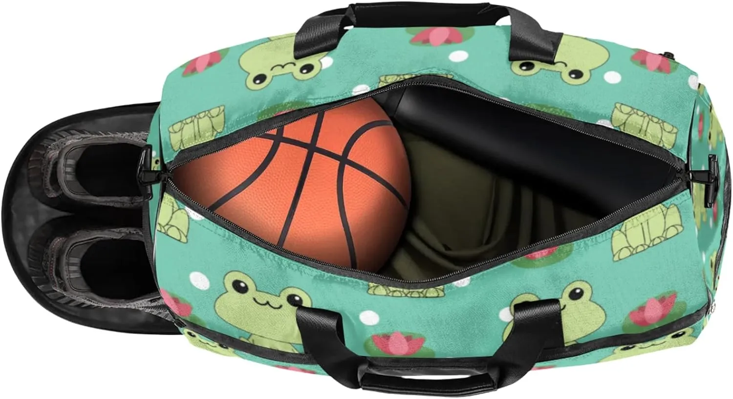 Animal Gym Duffle Bag for Men, Frog Waterproof Sports duffle bag for travel Weekender Bags for Women Overnight Bag with Shoes Compartment