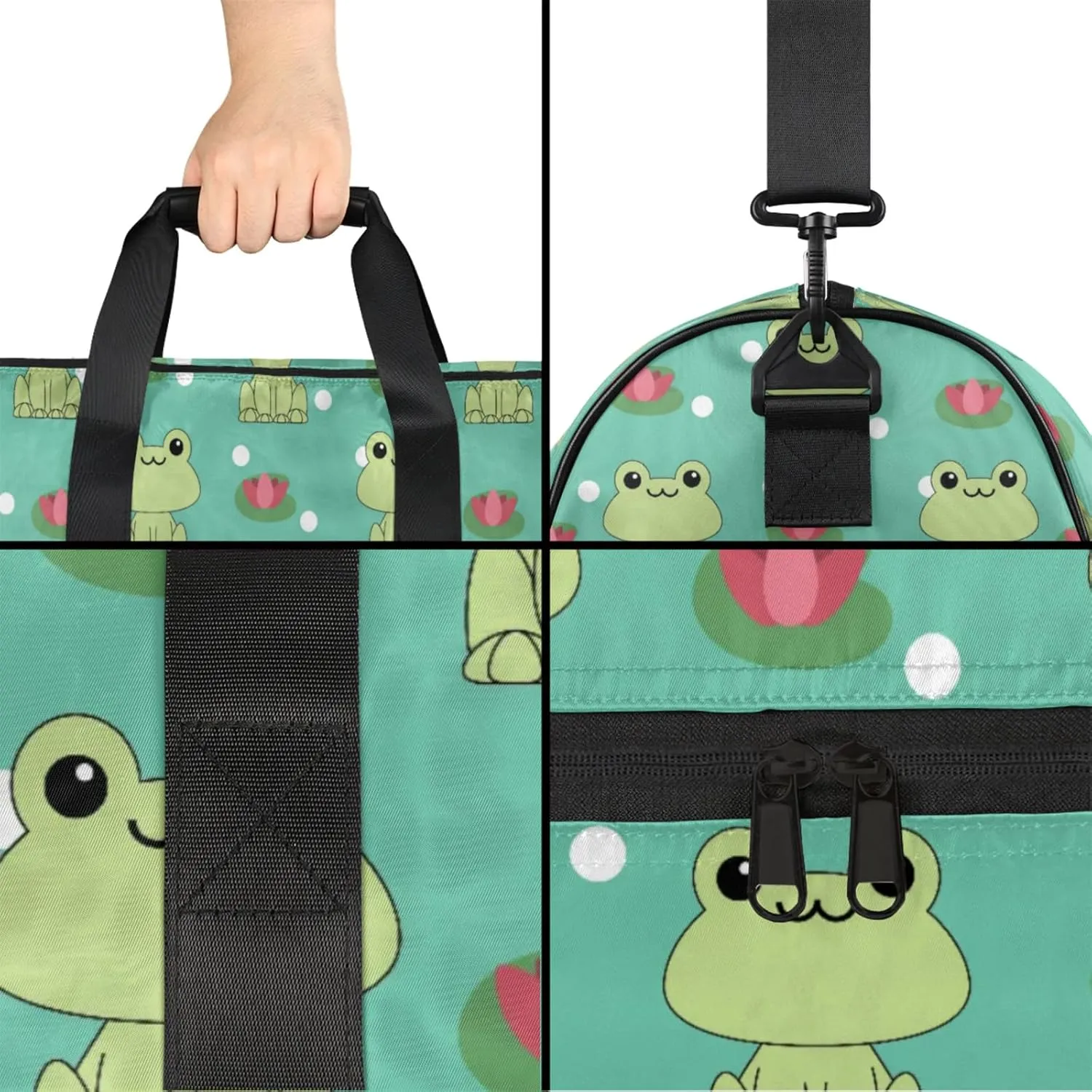 Animal Gym Duffle Bag for Men, Frog Waterproof Sports duffle bag for travel Weekender Bags for Women Overnight Bag with Shoes Compartment