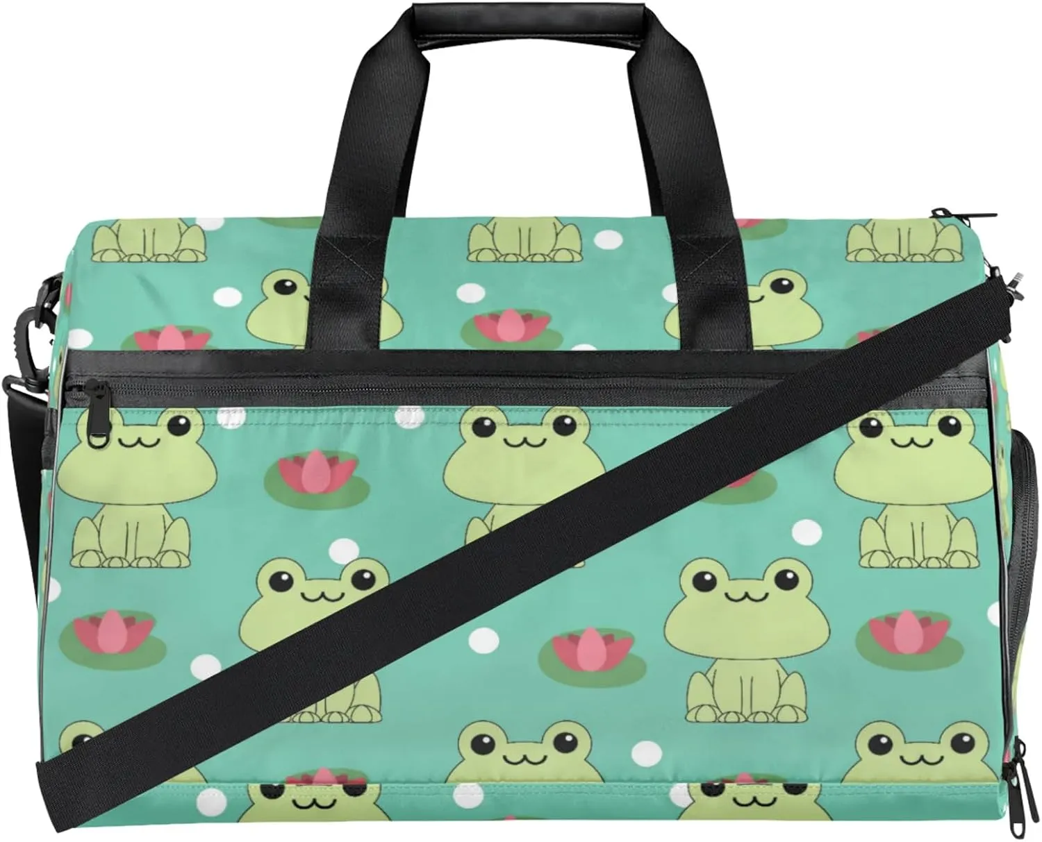 Animal Gym Duffle Bag for Men, Frog Waterproof Sports duffle bag for travel Weekender Bags for Women Overnight Bag with Shoes Compartment