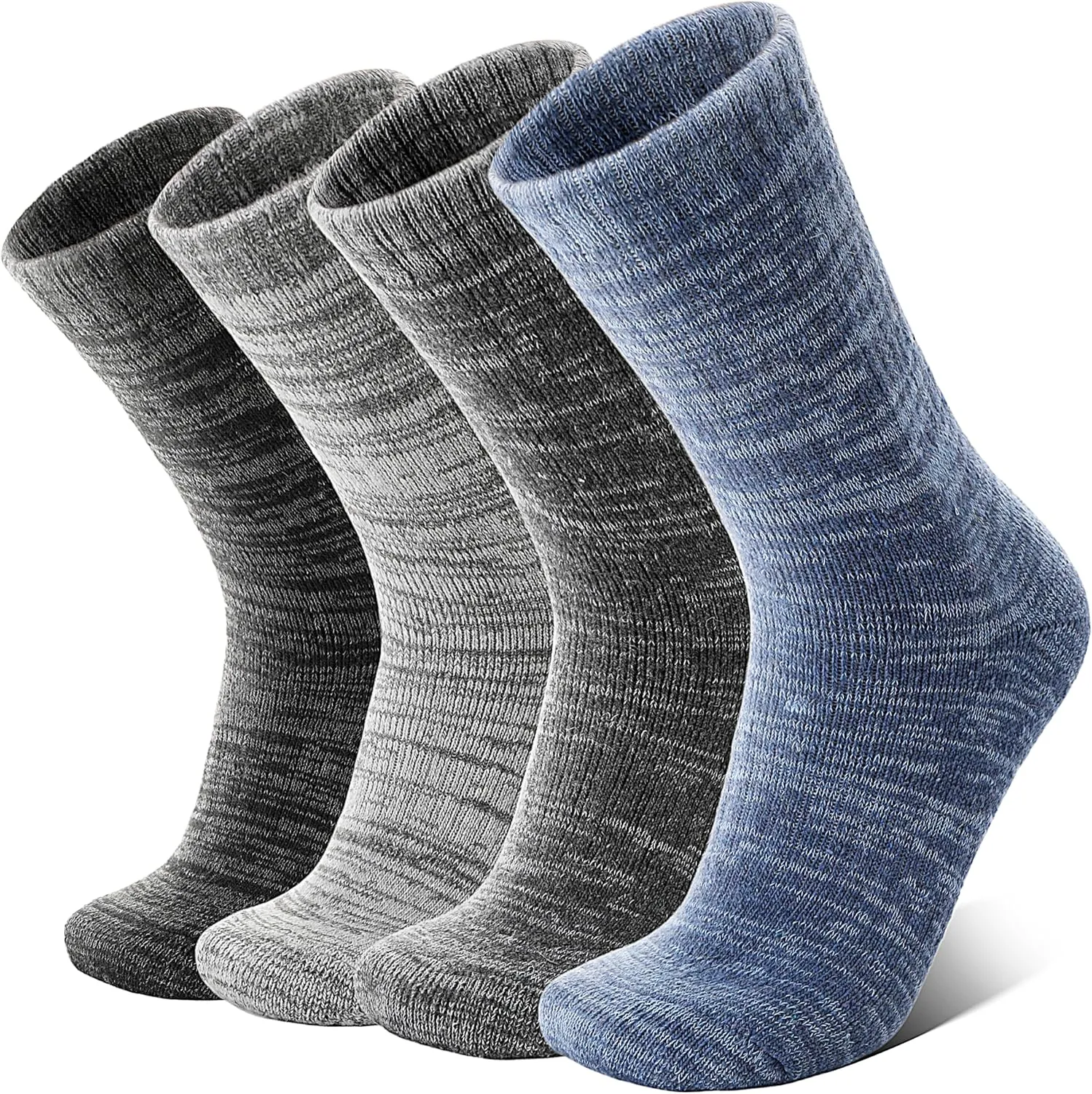 Anlisim Merino Wool Warm Boot Hiking Socks Thermal Extra Thick Winter Cozy Crew Comfy Cushioning Work Women Men Socks 4 Pairs