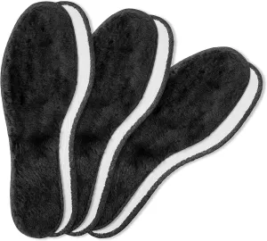 Arctic Lambskin Winter Shoe Insoles Set, 3 Pairs of Soft Bristle and Cotton Edge Shoe Inserts for Men & Women, Very Warm, 3 Pair Set, by Kaps (40 EUR / L9 US)