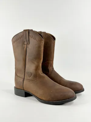 Ariat Brown Leather Heritage Roper Cowboy Boots - EU41