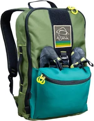 Asana Climbing Gym Backpack 'Session' - Men's and Women's 20L Gear Bag with Shoe Compartment, Stretch Pocket & Patch Strip (Olive)