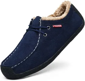 Asifn Men Slip On Moccasin Slippers Loafers Suede Indoor Outdoor Boat Shoes Casual Fuzzy Comfy Wool-blend Memory Foam