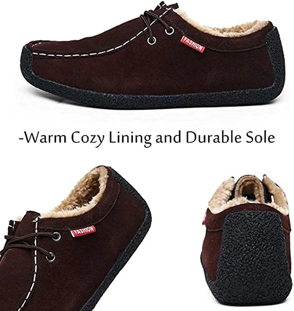 Asifn Men Slip On Moccasin Slippers Loafers Suede Indoor Outdoor Boat Shoes Casual Fuzzy Comfy Wool-blend Memory Foam