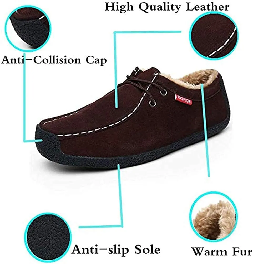 Asifn Men Slip On Moccasin Slippers Loafers Suede Indoor Outdoor Boat Shoes Casual Fuzzy Comfy Wool-blend Memory Foam
