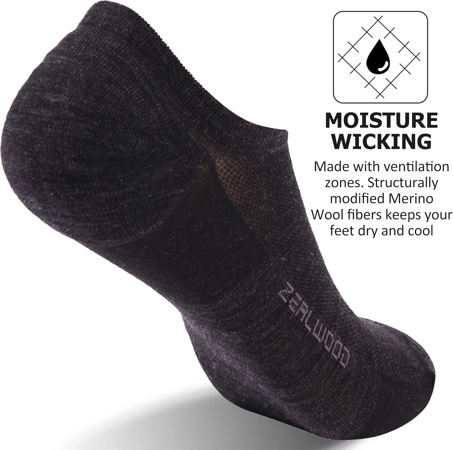 Athletic Running Socks, ZEALWOOD Unisex Merino Wool Anti-blister Cushion Hiking Socks,1/3 Pairs