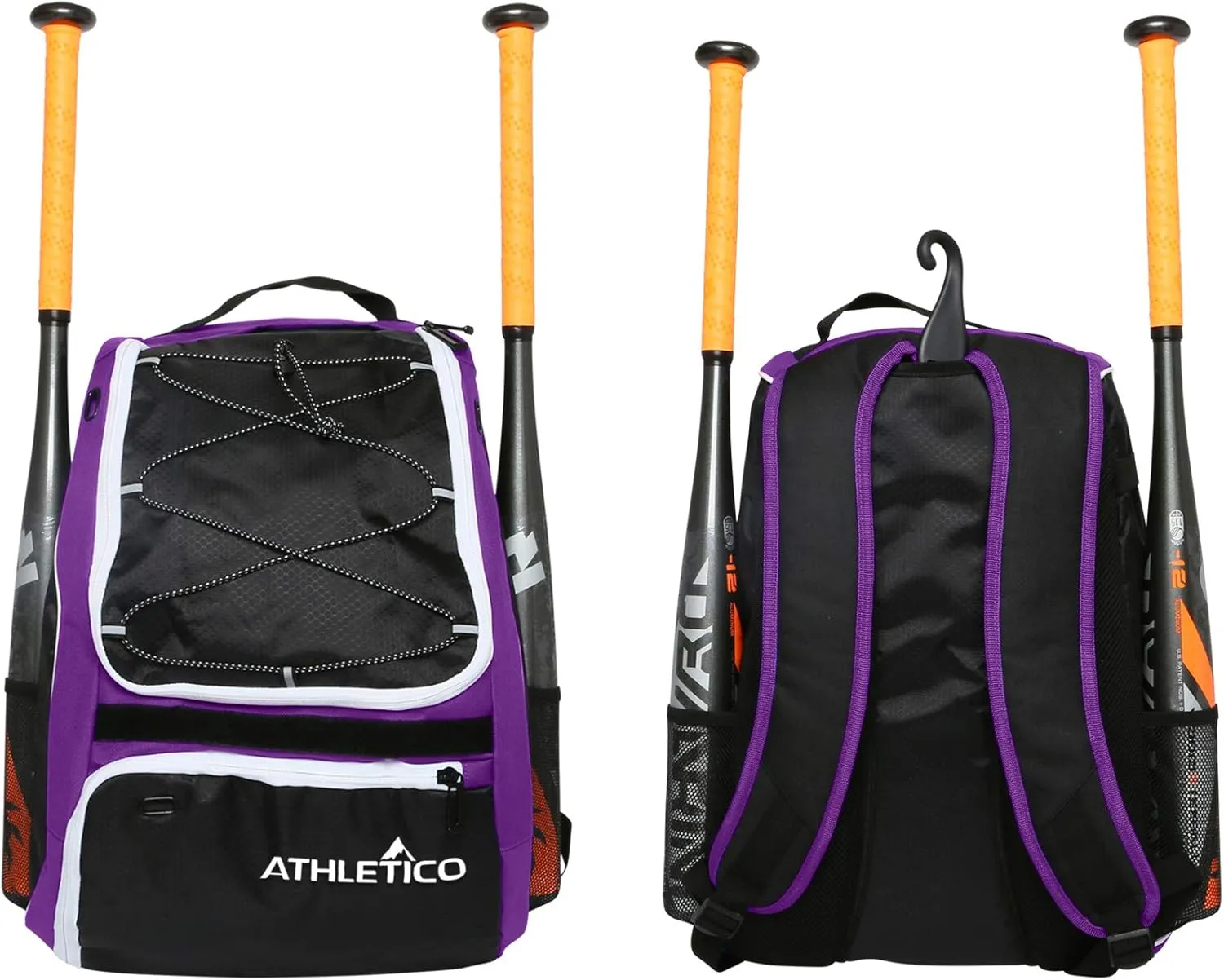 Athletico Baseball Bat Bag - Backpack for Baseball, T-Ball & Softball Equipment & Gear for Youth and Adults | Holds Bat, Helmet, Glove, & Shoes |Shoe Compartment & Fence Hook