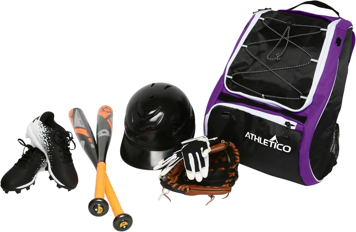 Athletico Baseball Bat Bag - Backpack for Baseball, T-Ball & Softball Equipment & Gear for Youth and Adults | Holds Bat, Helmet, Glove, & Shoes |Shoe Compartment & Fence Hook