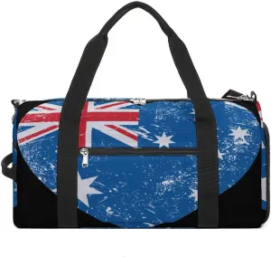 Australia Retro Heart Flag Gym Bag-Workout Organizer with Water Resistant Compartments for Gym Lovers