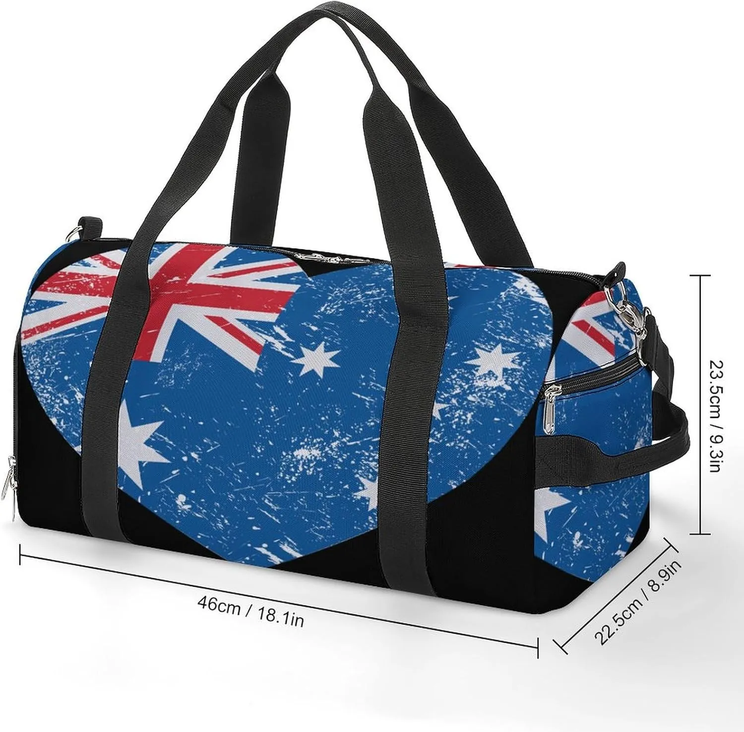 Australia Retro Heart Flag Gym Bag-Workout Organizer with Water Resistant Compartments for Gym Lovers