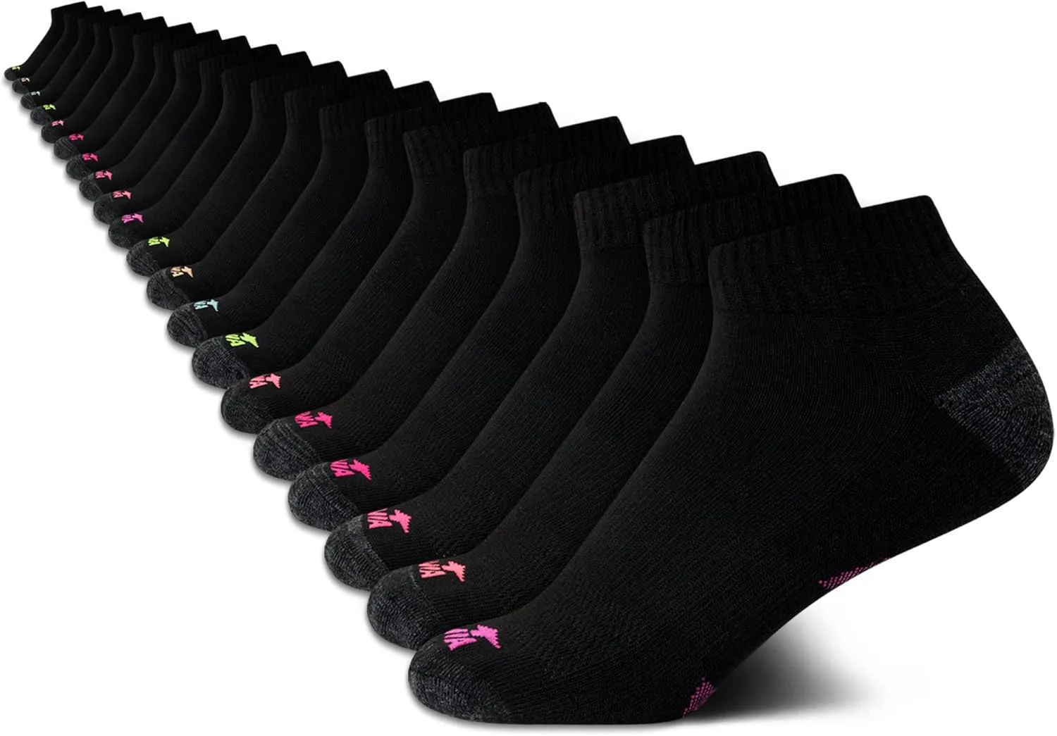 Avia Girls' Socks - 20 Pack Performance Cushion Quarter Cut Socks