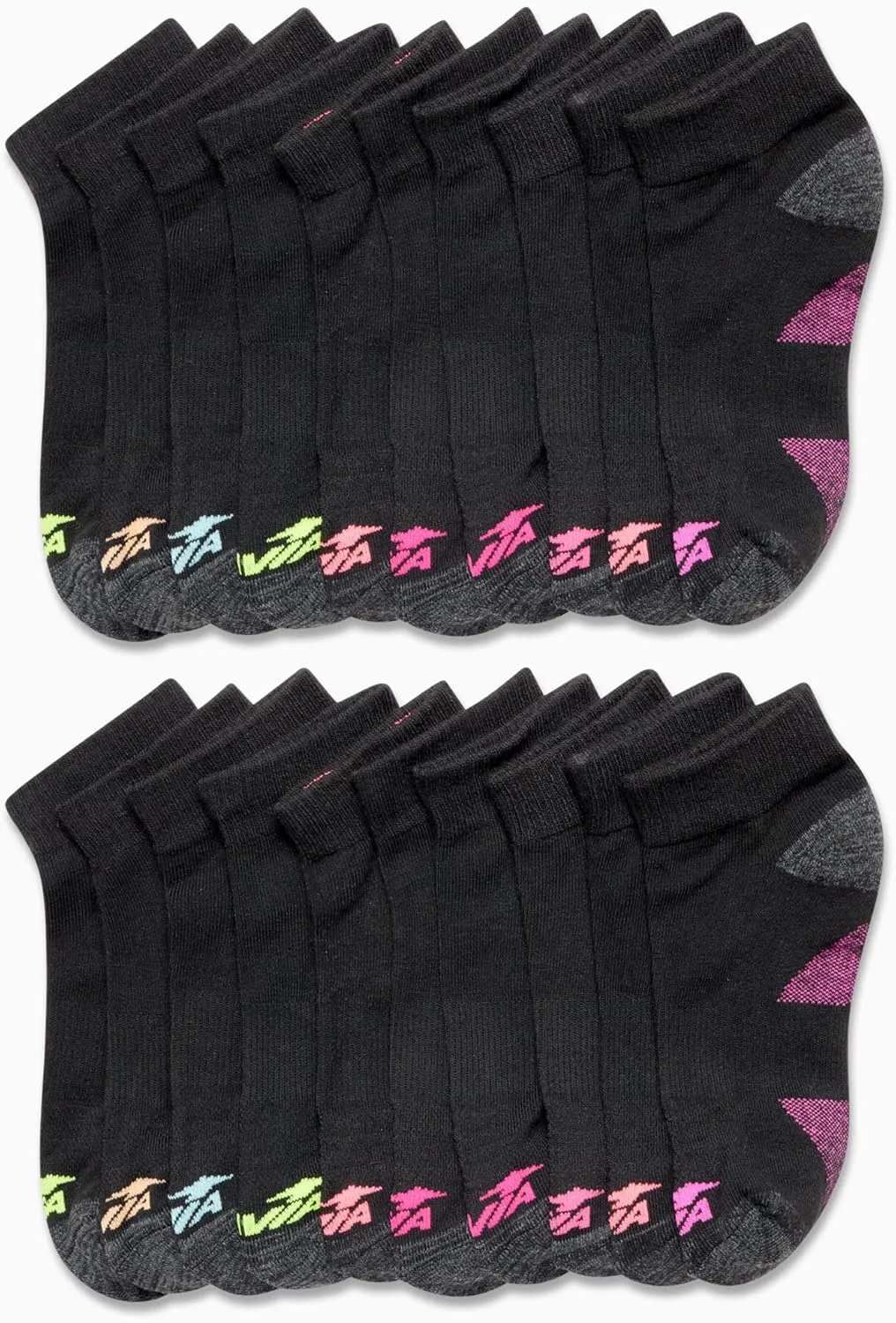 Avia Girls' Socks - 20 Pack Performance Cushion Quarter Cut Socks