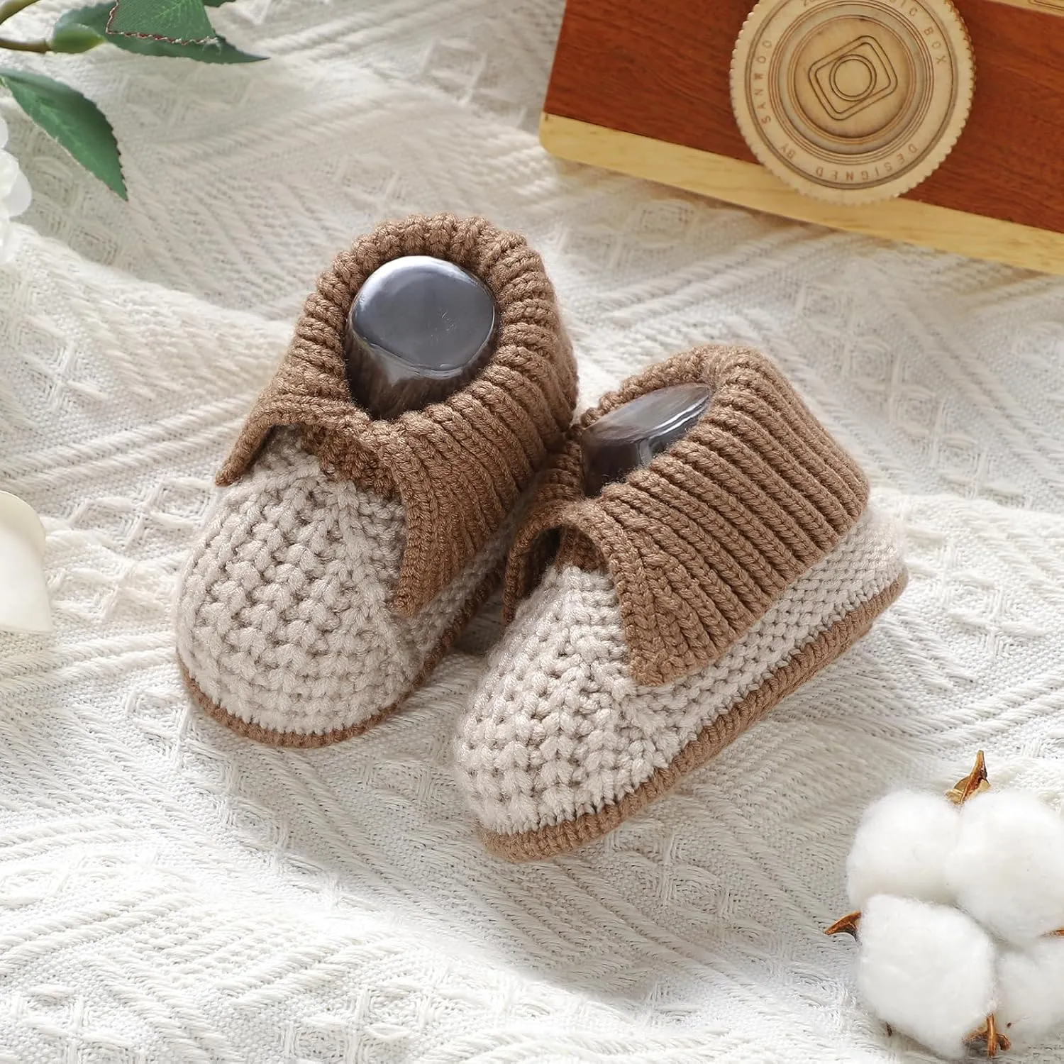Baby Booties Newborn Hand Knit Sock Shoes Soft Cozy First Walkers for Infant Boys Girls