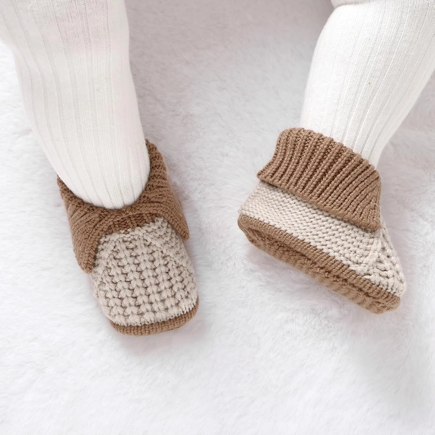 Baby Booties Newborn Hand Knit Sock Shoes Soft Cozy First Walkers for Infant Boys Girls