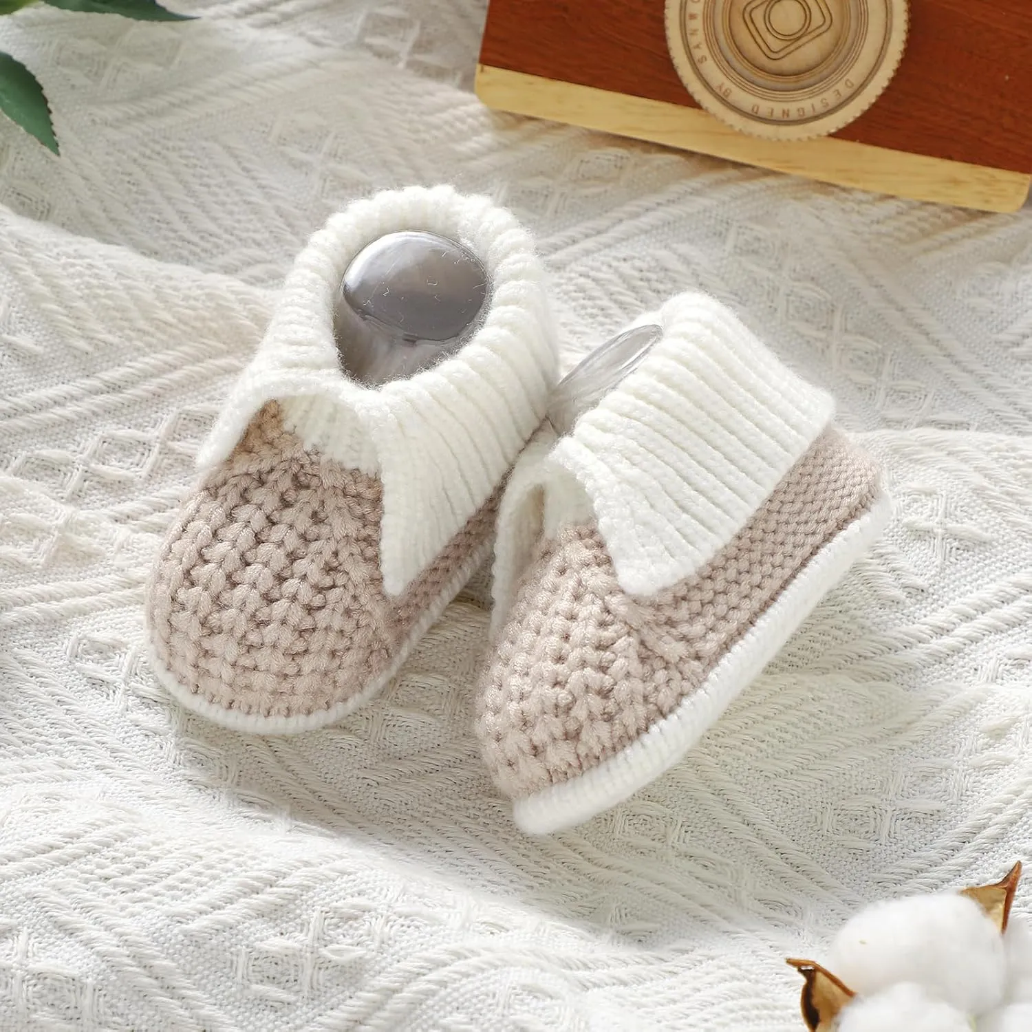 Baby Booties Newborn Hand Knit Sock Shoes Soft Cozy First Walkers for Infant Boys Girls