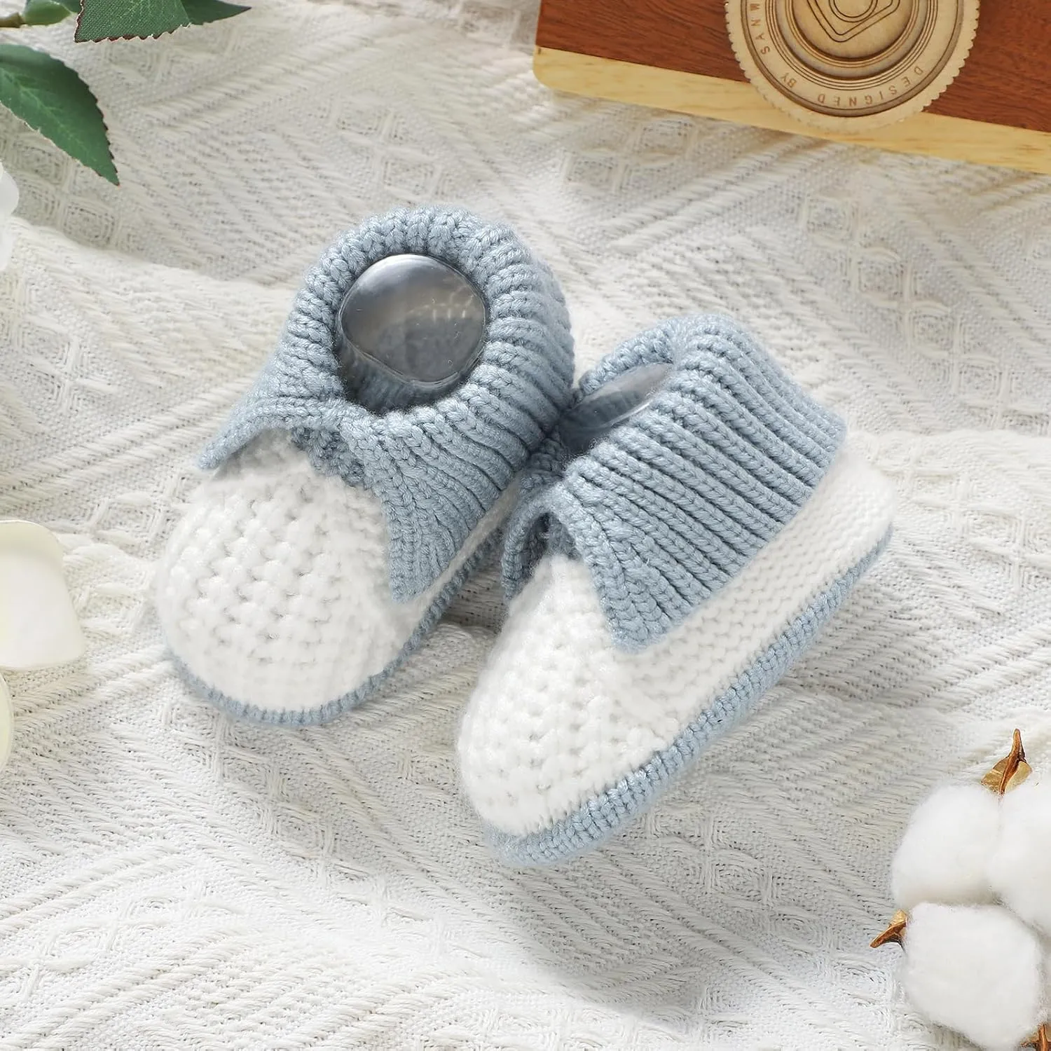 Baby Booties Newborn Hand Knit Sock Shoes Soft Cozy First Walkers for Infant Boys Girls