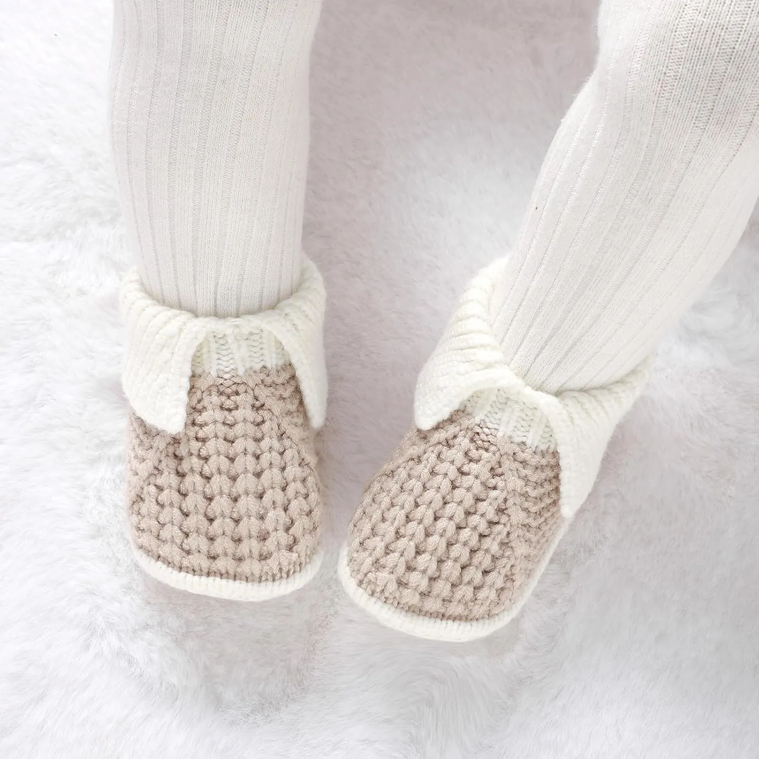 Baby Booties Newborn Hand Knit Sock Shoes Soft Cozy First Walkers for Infant Boys Girls