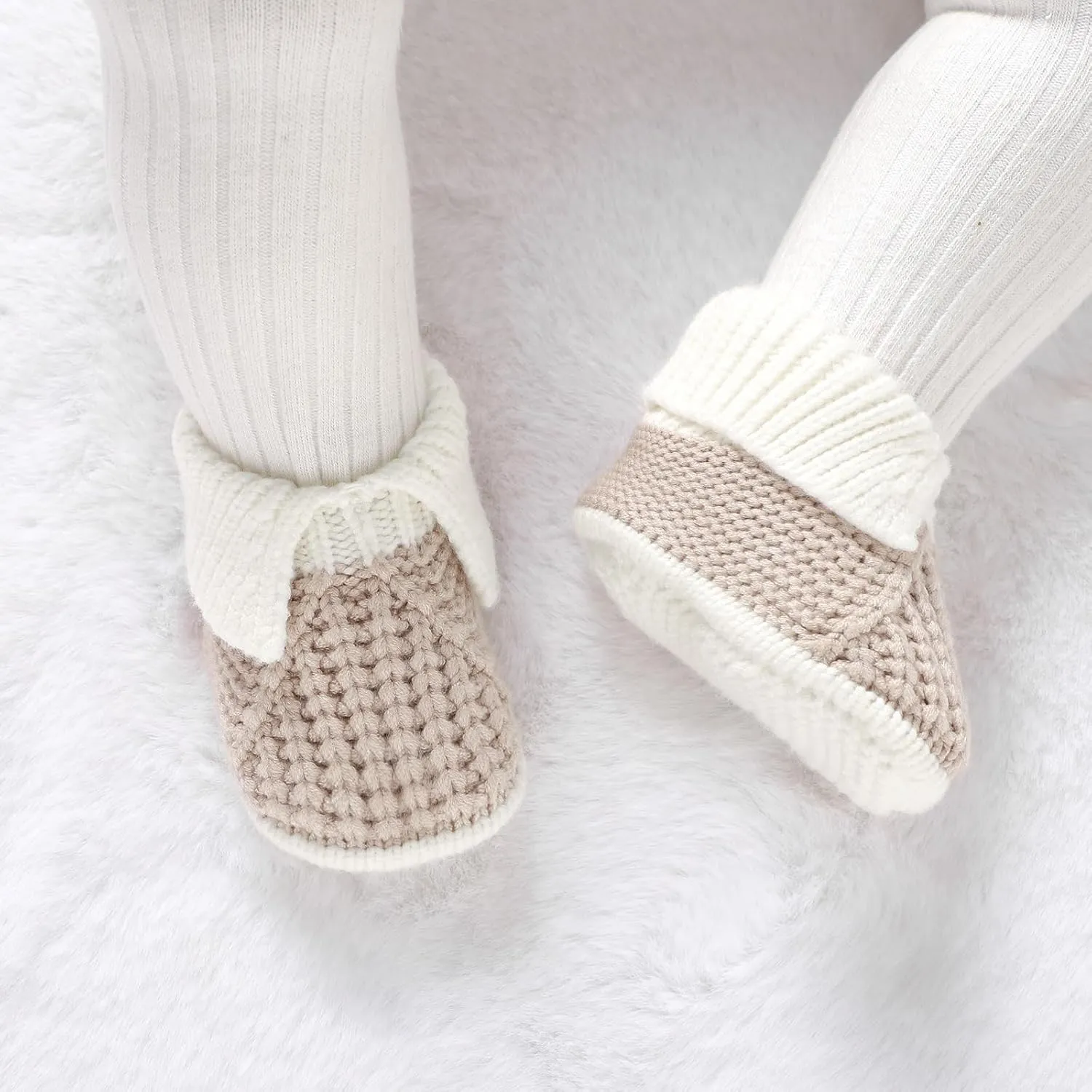 Baby Booties Newborn Hand Knit Sock Shoes Soft Cozy First Walkers for Infant Boys Girls