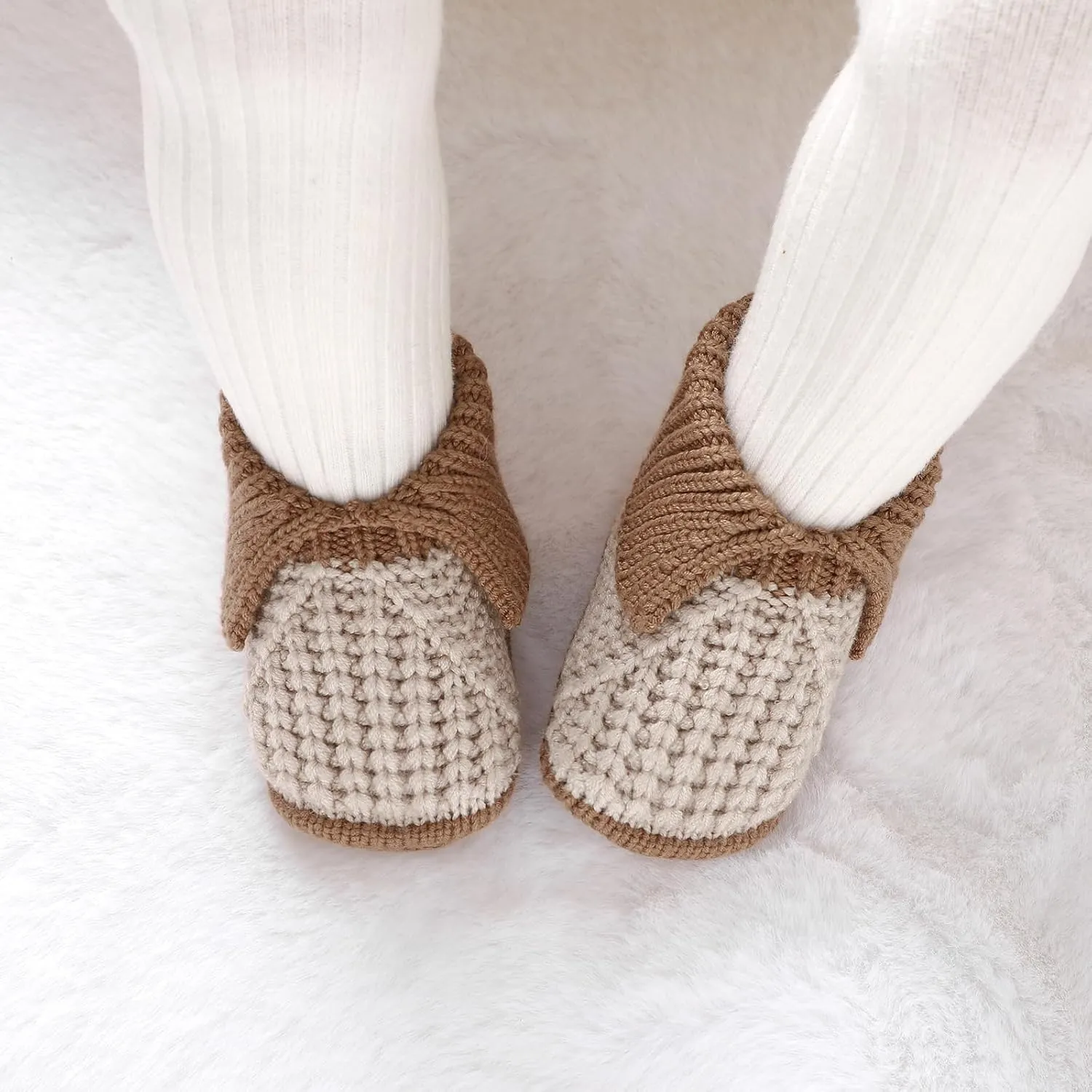 Baby Booties Newborn Hand Knit Sock Shoes Soft Cozy First Walkers for Infant Boys Girls