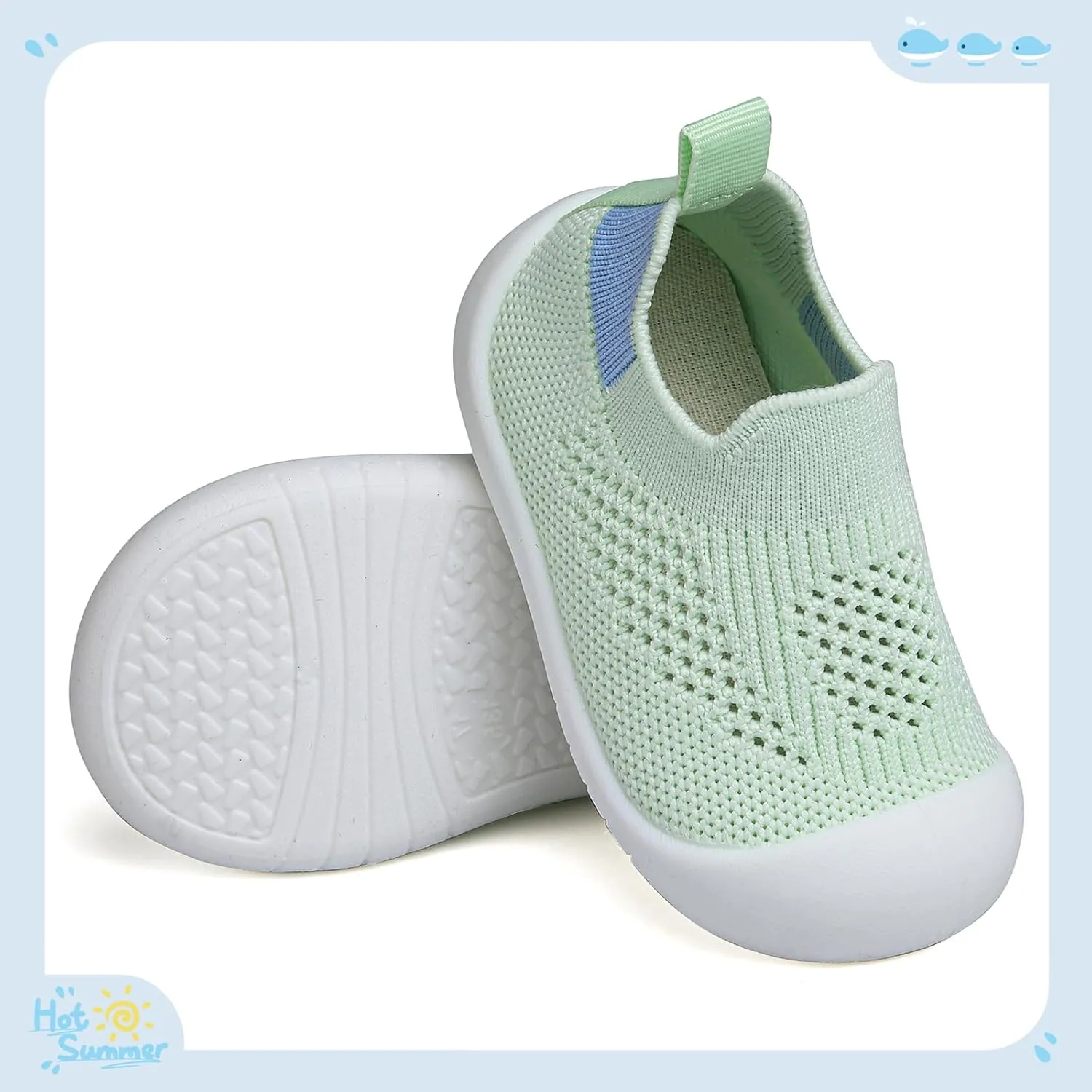 Baby Shoes for Boys Girls Breathable First Walking Shoes - Infant Toddler Trainers Shoes Non Skid Indoor Floor Slipper with Soft Sole Cotton Mesh On Sneaker