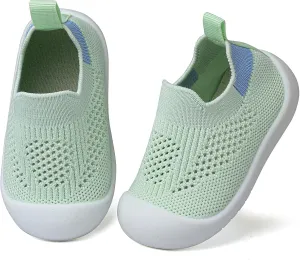 Baby Shoes for Boys Girls Breathable First Walking Shoes - Infant Toddler Trainers Shoes Non Skid Indoor Floor Slipper with Soft Sole Cotton Mesh On Sneaker