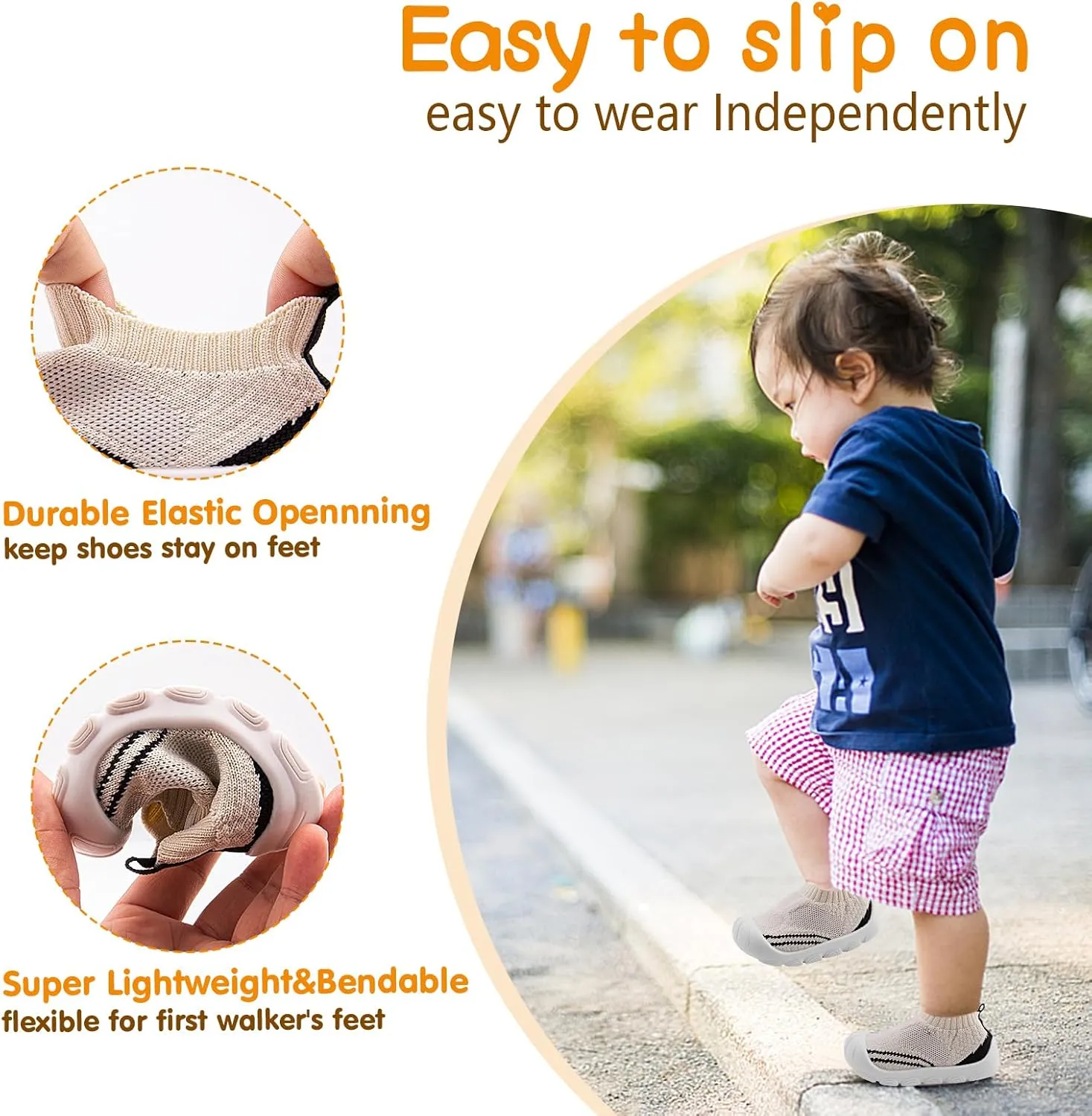 Baby Walking Shoes Toddler Girl Boy Soft Sole Breathable Cotton Canvas Shoes Infant Lightweight Non-Slip Safer Slip-on First Walkers Shoes Casual Tennis Wide Sneakers Rubber Soles Running Outdoor