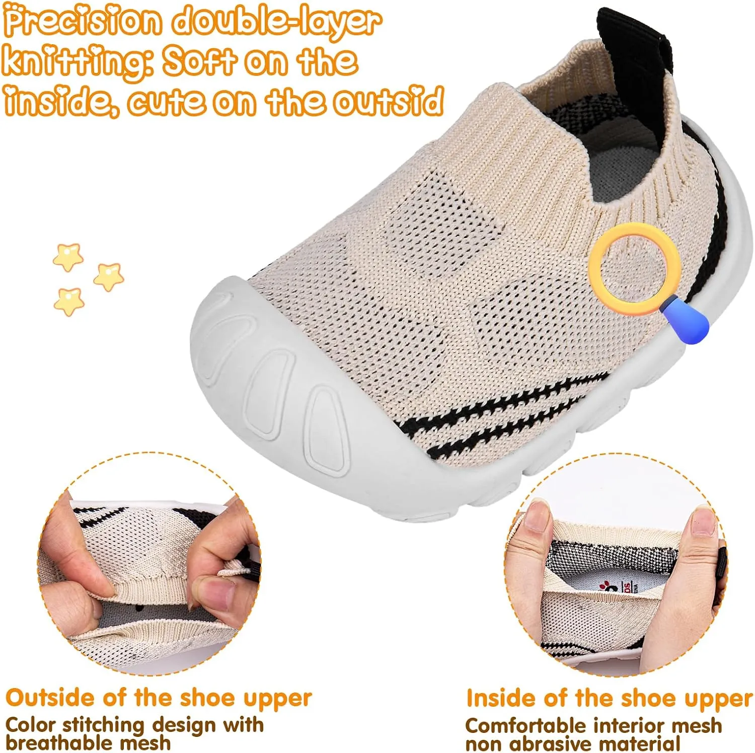 Baby Walking Shoes Toddler Girl Boy Soft Sole Breathable Cotton Canvas Shoes Infant Lightweight Non-Slip Safer Slip-on First Walkers Shoes Casual Tennis Wide Sneakers Rubber Soles Running Outdoor