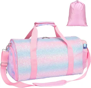 Bagseri Dance Bag for Girls - Ballet Duffle With Shoes Compartment for Kids Above 6yr, Overnight Travel Sleepover Bag With Dry Wet Separation Pockets