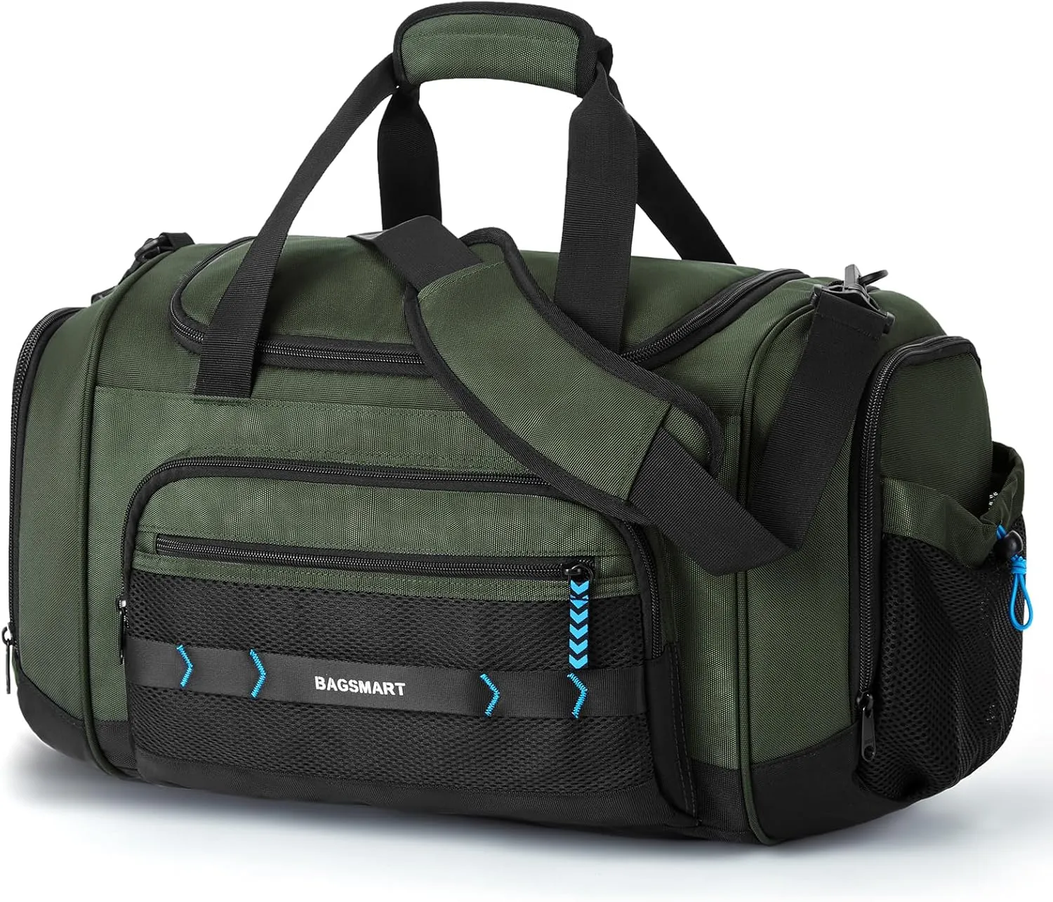 BAGSMART Gym Bag for Men & Women, Sports Travel Duffel Bag Carry-on Bag, Lightweight Weekend Overnight Bag with Shoe Compartment & Wet Pocket, Water-resistant Workout Duffle Bag for Travel Gym -Green
