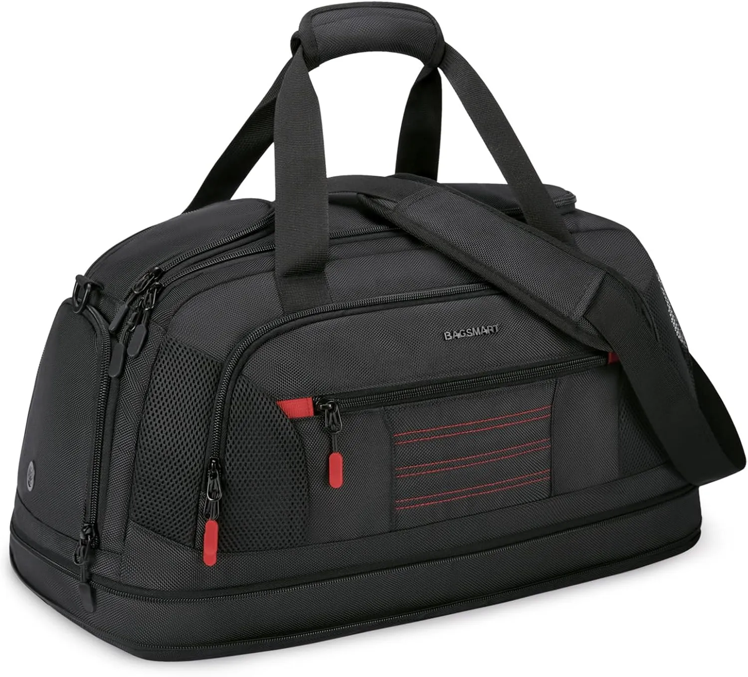 BAGSMART Gym Bag for Men, Expandable Lightweight Workout with Shoe Compartment & Wet Pocket, Water Resistant Weekender Bag, Black