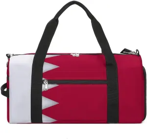 Bahrain Flag Travel Duffle for Men Women with Wet Pocket and Shoe Compartment