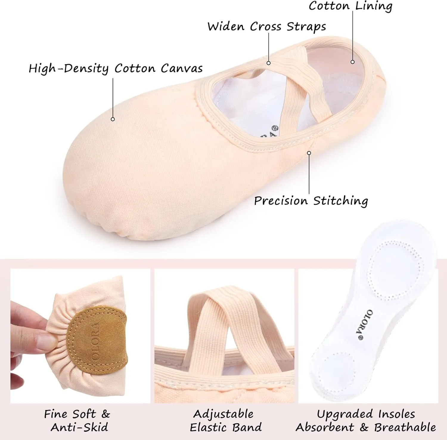 Ballet Shoes for Girls Toddler Kids Adult Women Soft Canvas Dance Slippers Gymnastics Shoe