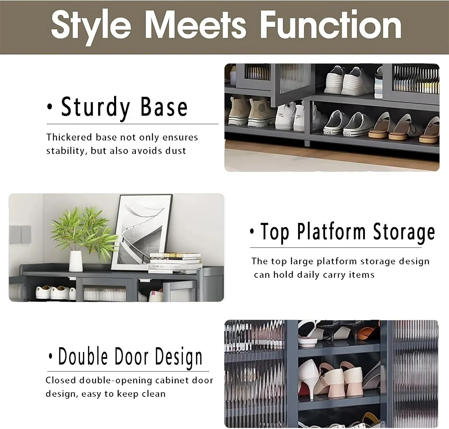 Bamboo Shoe Storage Cabinet for Entryway, 36-40 Pairs Large Capacity Shoe Cabinet with Door, Freestangding Shoe Rack Organizer with Adjustable Shelf for Closet, Hallway, Living Room