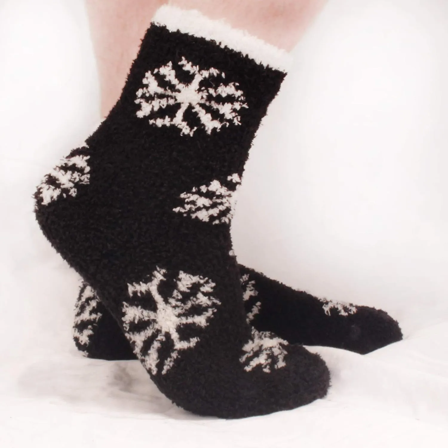 BambooMN 12 Pairs Assorted Super Soft Warm Microfiber Fuzzy Knobby Socks - Value Pack