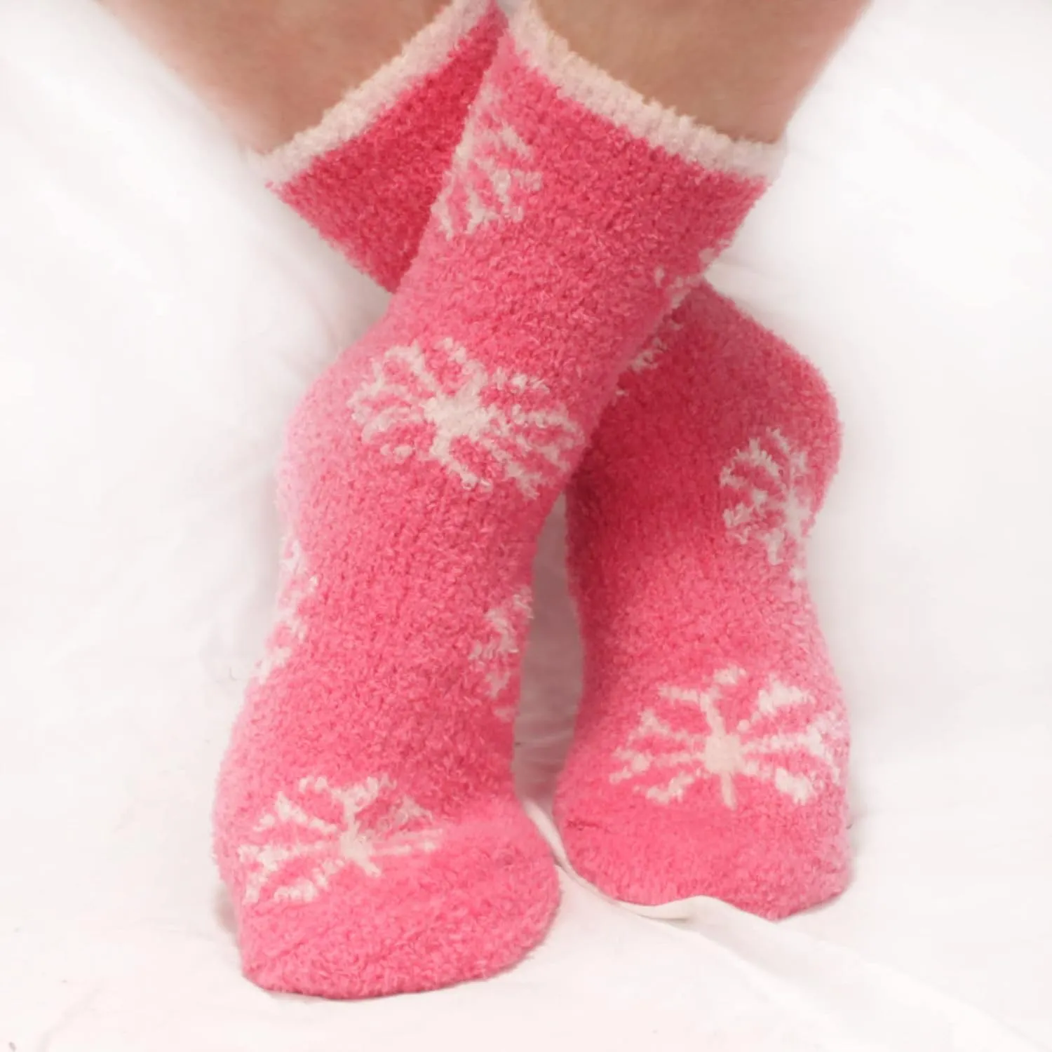 BambooMN 12 Pairs Assorted Super Soft Warm Microfiber Fuzzy Knobby Socks - Value Pack