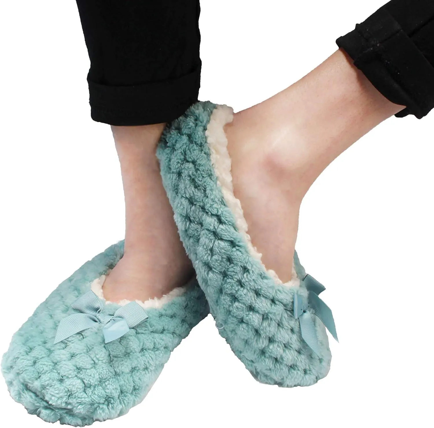 BambooMN Adult Super Soft Warm Cozy Fuzzy Soft Touch Sleeper Slippers Non-Slip Lined Socks