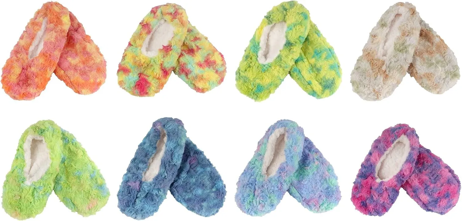 BambooMN Adult Super Soft Warm Cozy Fuzzy Soft Touch Sleeper Slippers Non-Slip Lined Socks