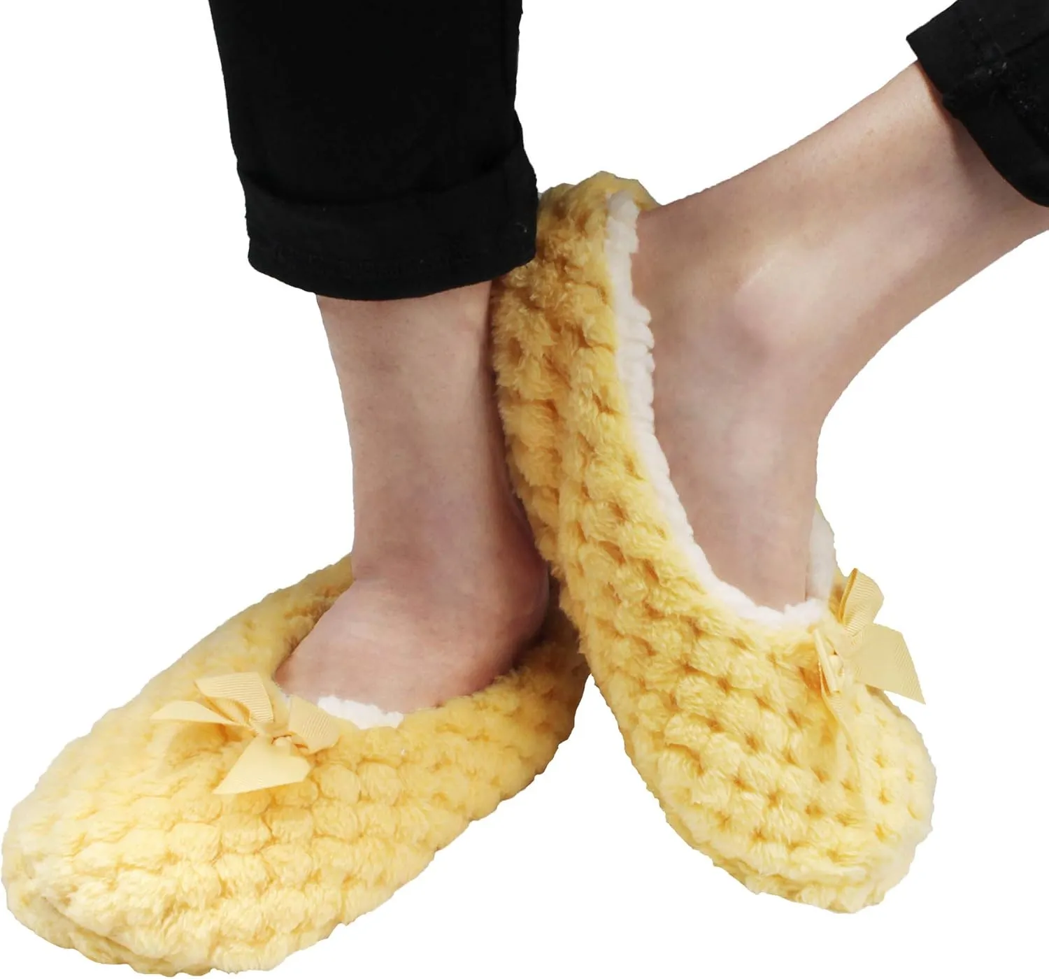 BambooMN Adult Super Soft Warm Cozy Fuzzy Soft Touch Sleeper Slippers Non-Slip Lined Socks