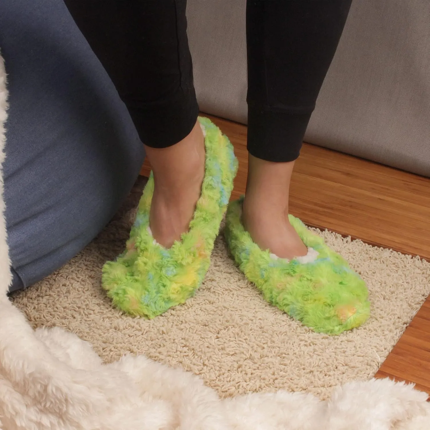BambooMN Adult Super Soft Warm Cozy Fuzzy Soft Touch Sleeper Slippers Non-Slip Lined Socks