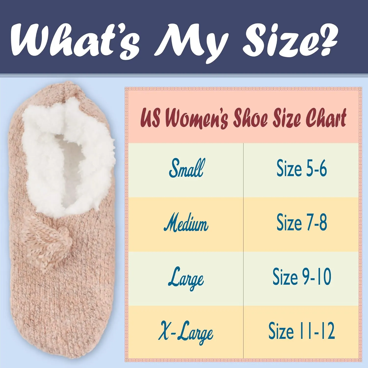 BambooMN Adult Women Soft Warm Cozy Fancy Yarn Slippers Non-Slip Lined Socks, Indoor Comfy House Travel Slippers