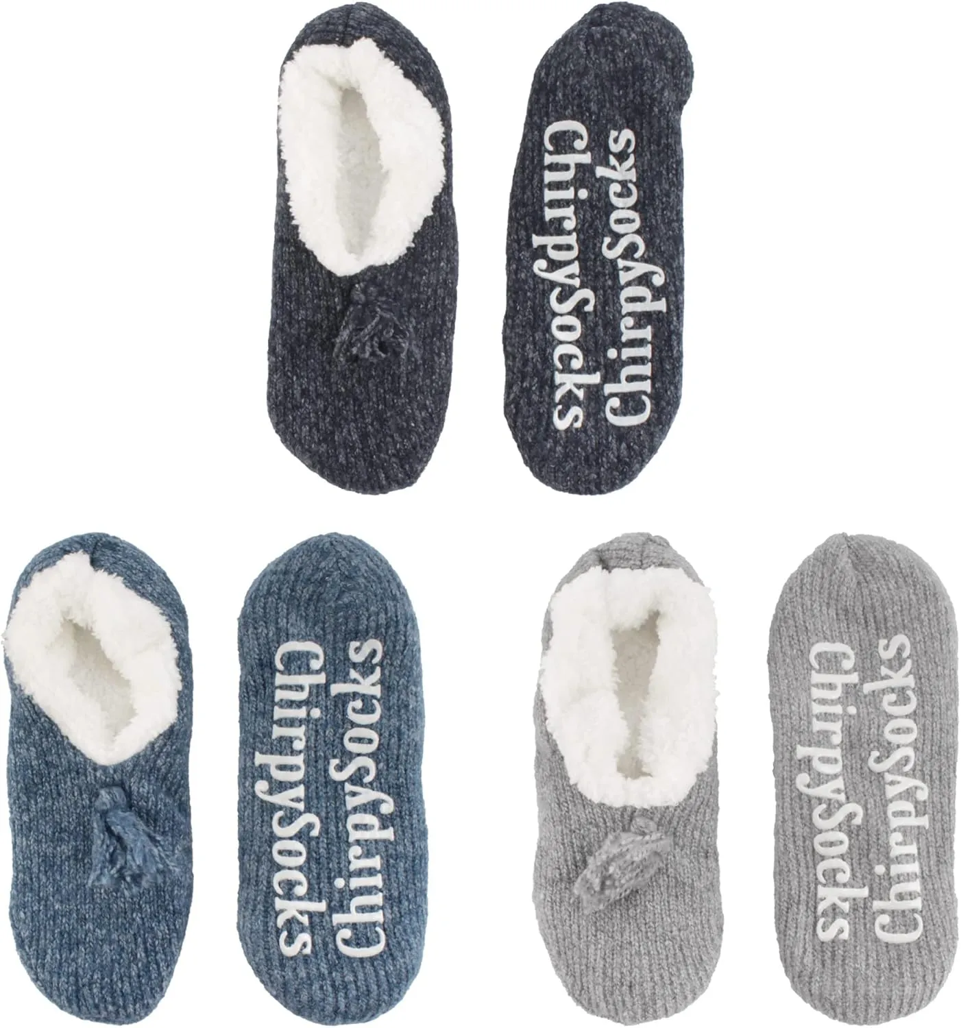 BambooMN Adult Women Soft Warm Cozy Fancy Yarn Slippers Non-Slip Lined Socks, Indoor Comfy House Travel Slippers