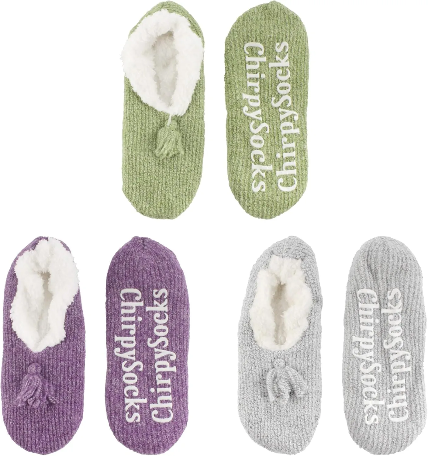 BambooMN Adult Women Soft Warm Cozy Fancy Yarn Slippers Non-Slip Lined Socks, Indoor Comfy House Travel Slippers
