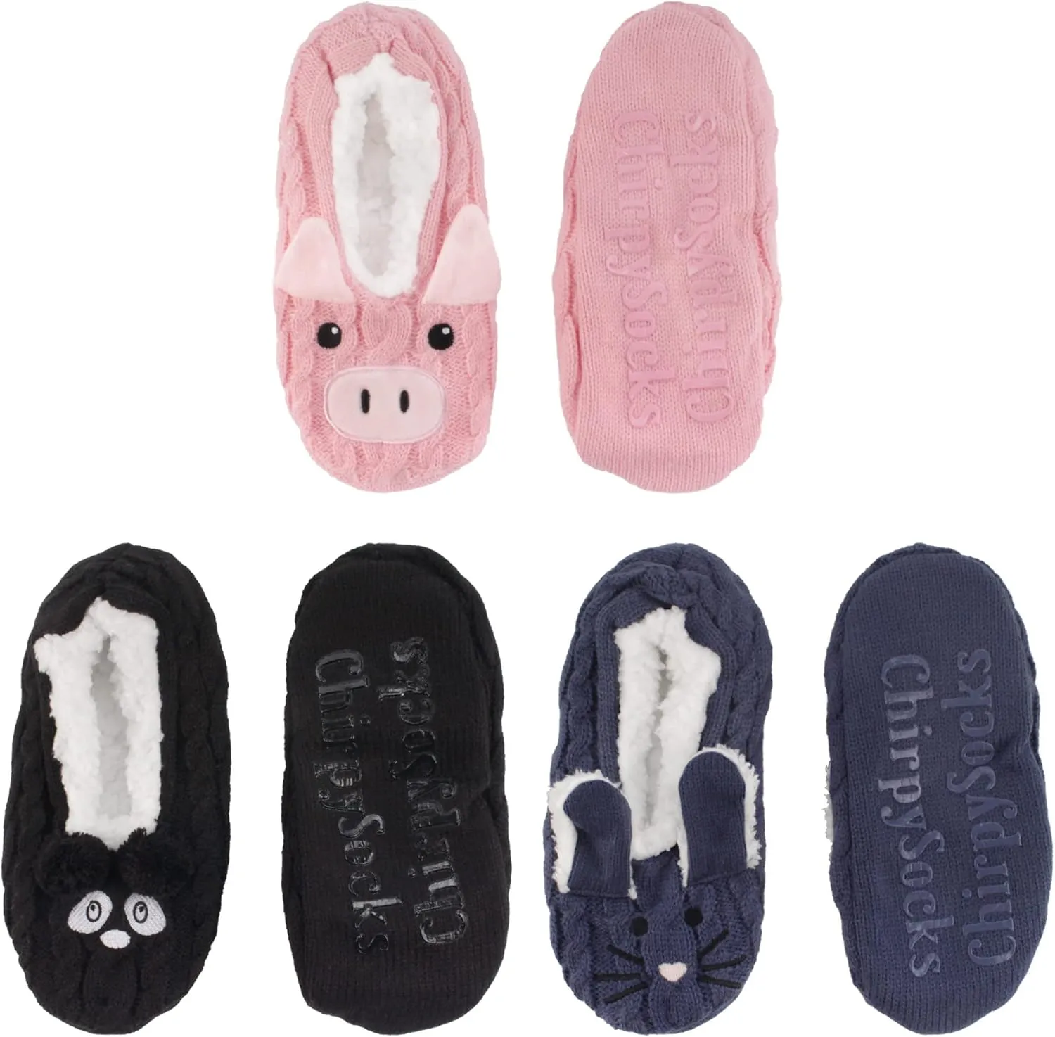 BambooMN Adult Women Soft Warm Cozy Fancy Yarn Slippers Non-Slip Lined Socks, Indoor Comfy House Travel Slippers