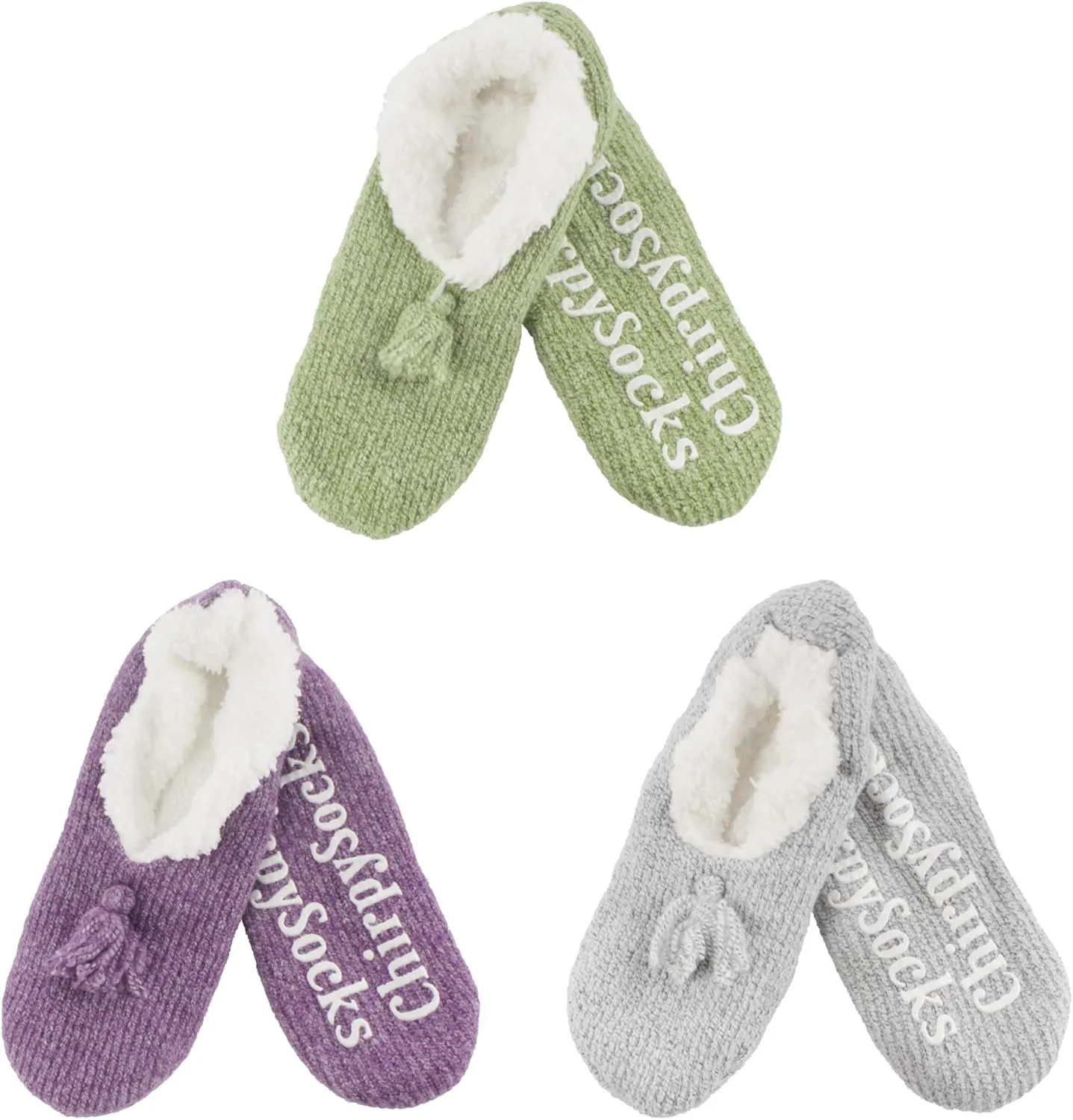 BambooMN Adult Women Soft Warm Cozy Fancy Yarn Slippers Non-Slip Lined Socks, Indoor Comfy House Travel Slippers