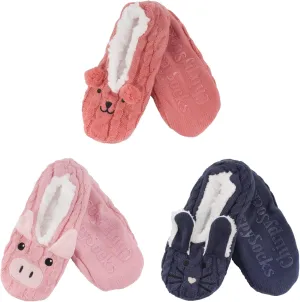 BambooMN Adult Women Soft Warm Cozy Fancy Yarn Slippers Non-Slip Lined Socks, Indoor Comfy House Travel Slippers