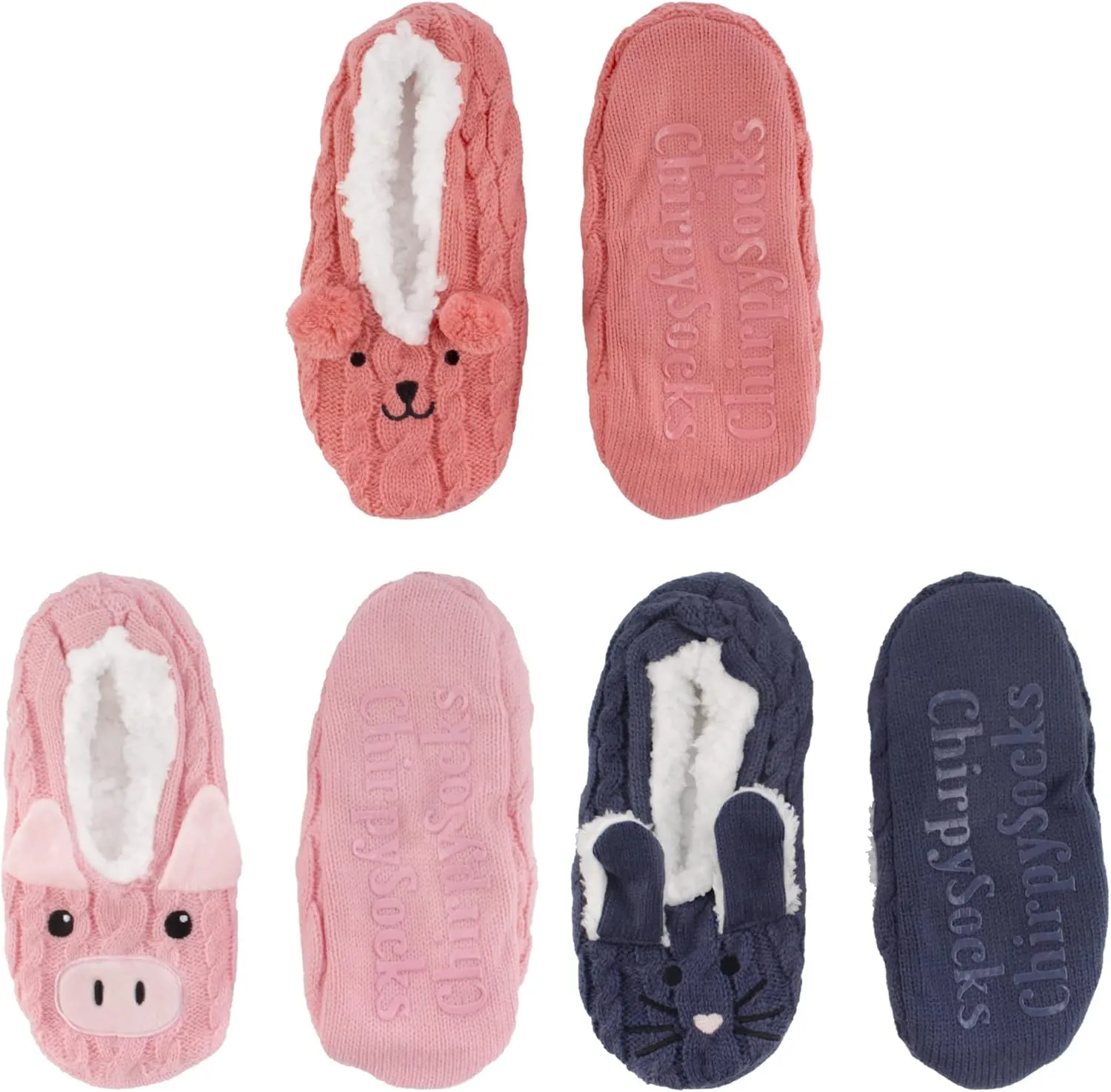 BambooMN Adult Women Soft Warm Cozy Fancy Yarn Slippers Non-Slip Lined Socks, Indoor Comfy House Travel Slippers